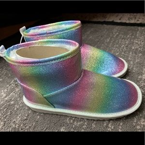 Girls Rainbow Glitter Boots